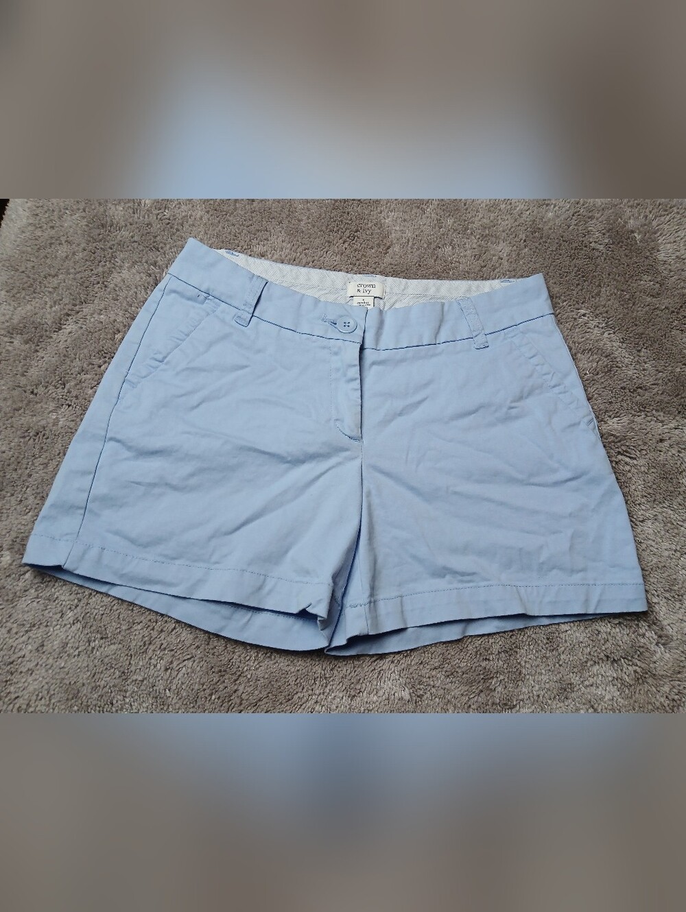 Crown & Ivy Light Blue Women's Cotton Blend Shorts